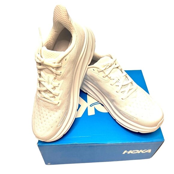 Hoka One One Clifton 9 Sneakers White White Women Running Sneakers Size 9 D